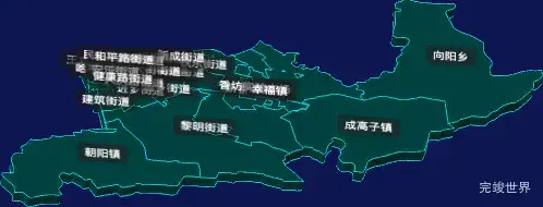 threejs哈尔滨市香坊区geoJson地图3d地图CSS3D标签